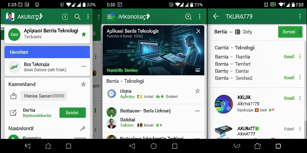 Tampilan antarmuka aplikasi AKURAT79 dengan fitur berita teknologi.