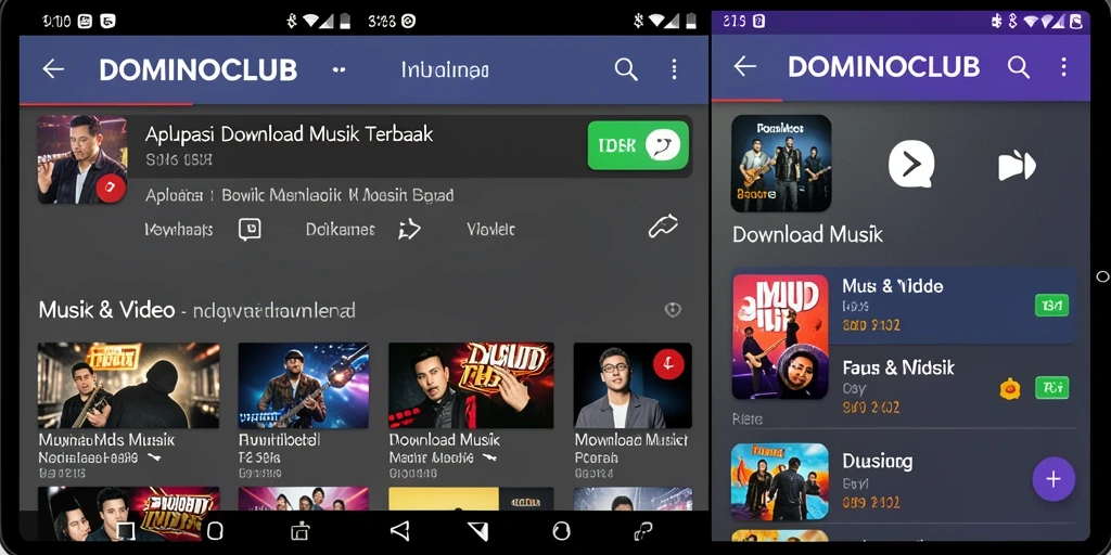 Antarmuka DOMINOCLUB yang sederhana untuk Download Musik.