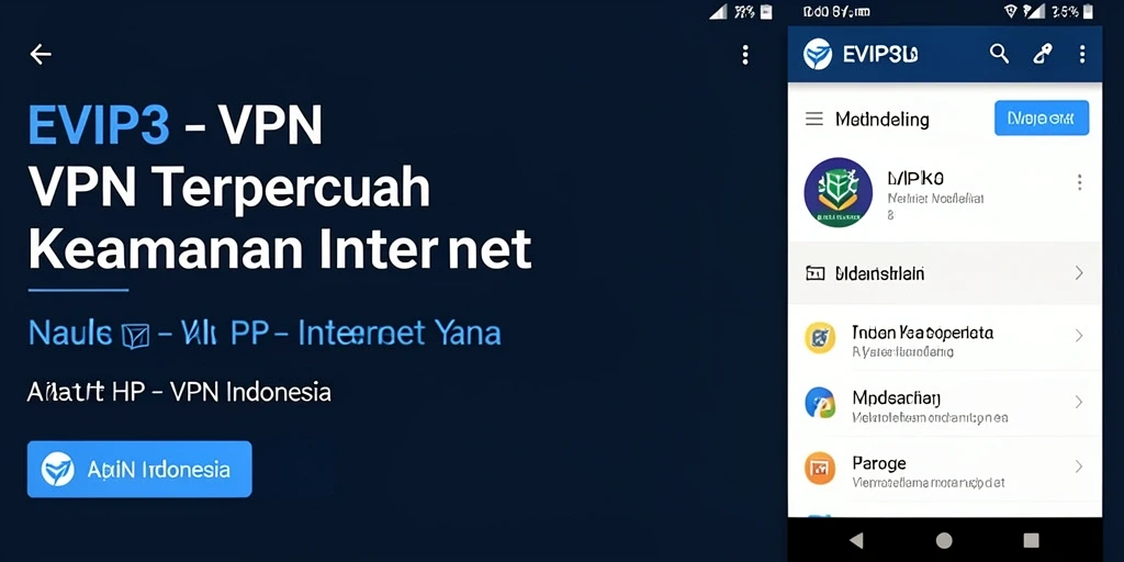 Tampilan antarmuka aplikasi EVIP3 untuk VPN Indonesia.