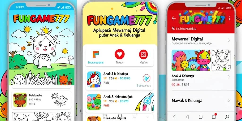 Antarmuka dan fungsi aplikasi Mewarnai Digital FUNGAME777 yang menarik.