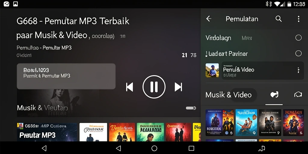 Tampilan antarmuka G668 dengan fungsi Pemutar MP3 yang menarik dan modern.