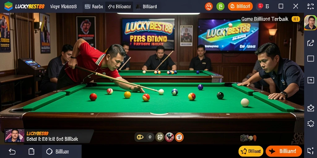 Antarmuka LUCKYBEST88 menunjukkan desain meja billiard yang menarik.