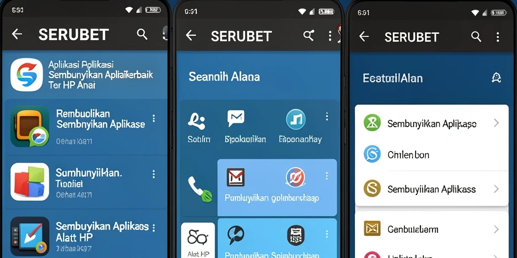 Antarmuka utama SERUBET yang sederhana dan efisien untuk menyembunyikan aplikasi.