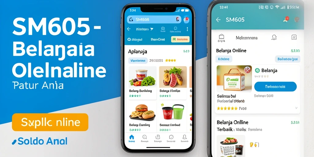 Tampilan antarmuka aplikasi SM605 yang menarik untuk belanja online.
